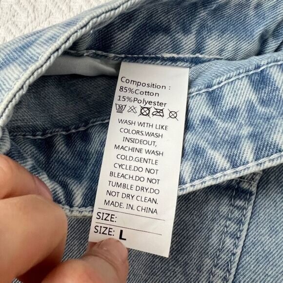 90s Y2K Style Women's Size Large Blue Jean Shorts Jorts Distressed Hem Mom - Picture 5 of 12